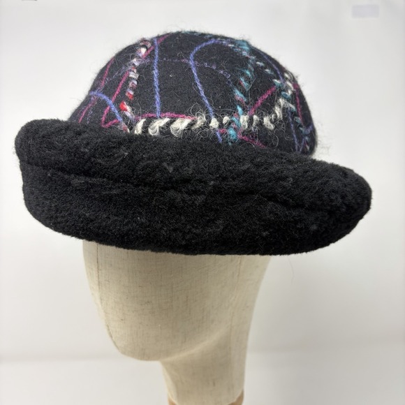 Miriam Carter Feltmaker Artisan Felted Wool Hat Black Purple Wearable Art Medium main image 9